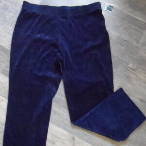 NWT Karen Scott Navy Velour Pants Sz Pet-XLg